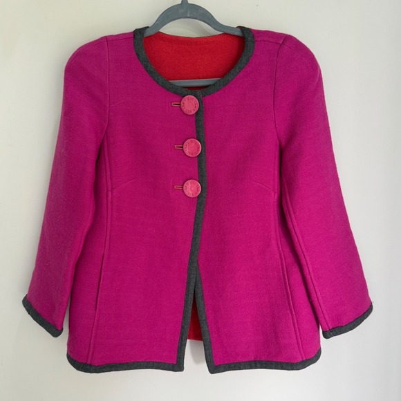 Weill Jackets & Blazers - VTG WEILL Paris Jacket 100% Boiled Wool Pink France Collarless Trachten US SZ 10